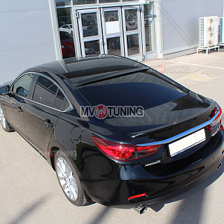 BLACKOUT EDITION Козырек на стекло (черный глянец) var №2 Mazda 6 / Atenza GJ и GL (2012 - 2023) + УСТАНОВОЧНЫЙ КОМПЛЕКТ