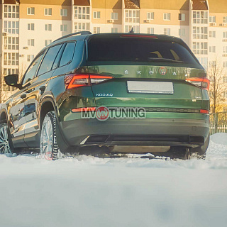 SPACE GRAY. Имитация насадок глушителя(выхлопа) крашенные, для Skoda Kodiaq I поколение 2016 - 2023