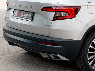 Space Gray. Имитация насадок глушителя(выхлопа) крашенные для Skoda Karoq 2017 - 2021