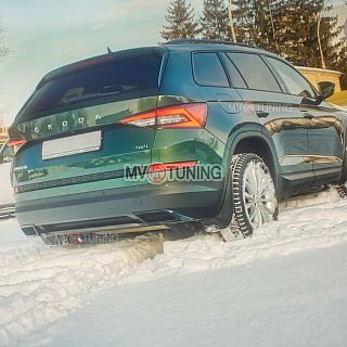 SPACE GRAY. Имитация насадок глушителя(выхлопа) крашенные для Skoda Kodiaq I поколение 2016 - 2023