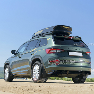Диффузор заднего бампера для Skoda Kodiaq (2016-2024) Черный глянец
