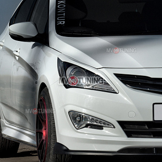 Реснички на фары ZEUS Hyundai Solaris (2014-2016) + УСТАНОВОЧНЫЙ КОМПЛЕКТ