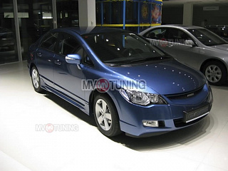 Пороги "Mugen Style" Honda Civic 4D (2006-2012) + УСТАНОВОЧНЫЙ КОМПЛЕКТ