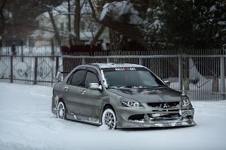 Юбка переднего бампера Mitsubishi Lancer 9 IX в стиле EVO (2003-2009)