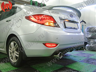 Диффузор заднего бампера var №3 Двойной выхлоп Hyundai Solaris (2010-2013)