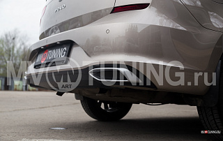 SILVER. Имитация насадок глушителя(выхлопа) крашенные для VW Polo Liftback 2020 - 2023