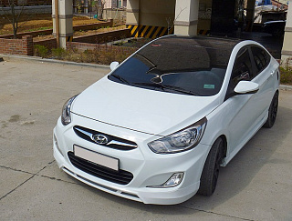 Юбка переднего бампера var№2 Hyundai Solaris (2010-2013)