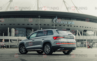 SILVER. Имитация насадок глушителя(выхлопа) крашенные для Skoda Kodiaq II поколение 2021 - н.в.