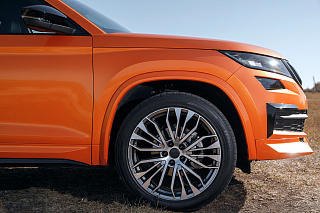 BLACKOUT EDITION. Канарды (накладки над птф) крашенные Черный глянец для Skoda Kodiaq (2016-2021)
