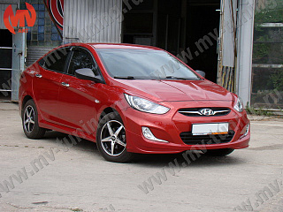 Реснички на фары фигурные var №2 Hyundai Solaris (2010-2013) + УСТАНОВОЧНЫЙ КОМПЛЕКТ