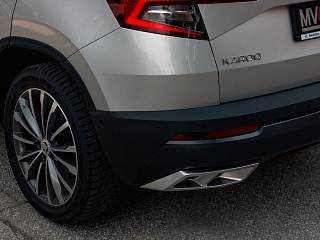 SILVER. Имитация насадок глушителя(выхлопа) крашенные для Skoda Karoq 2017 - 2021