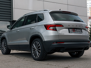 BLACK. Имитация насадок глушителя(выхлопа) крашенные для Skoda Karoq 2017 - 2021
