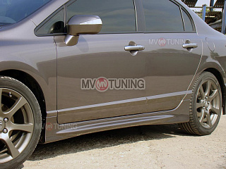 Пороги "Mugen Style" Honda Civic 4D (2006-2012) + УСТАНОВОЧНЫЙ КОМПЛЕКТ