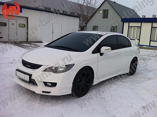 Решетка радиатора (БЕЗ СЕТКИ) "Mugen Style" Honda Civic 4D (2009-2012) + УСТАНОВОЧНЫЙ КОМПЛЕКТ